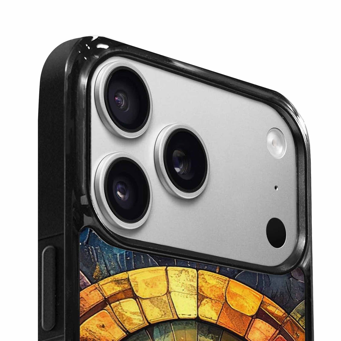 iPhone 17 Pro Case — Metallic Reptile Rainbow Arc Original Art, Unique Phone Case Design