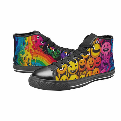MEN'S Yellow Smiley Face High Top Canvas Vibrant Chaos Sneakers