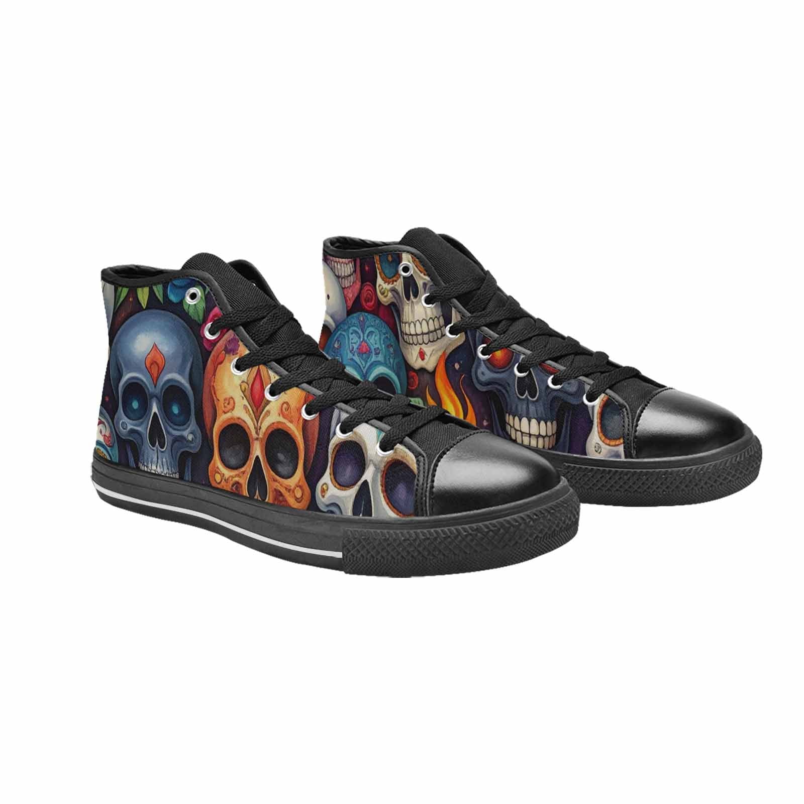 MEN'S Skull High Top Canvas Neon Fantasy Sneakers