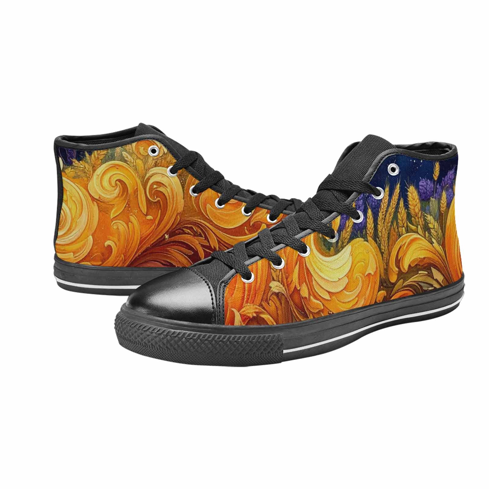 WOMEN'S Van Gogh-Style Swirl High Top Canvas Grunge Shoes