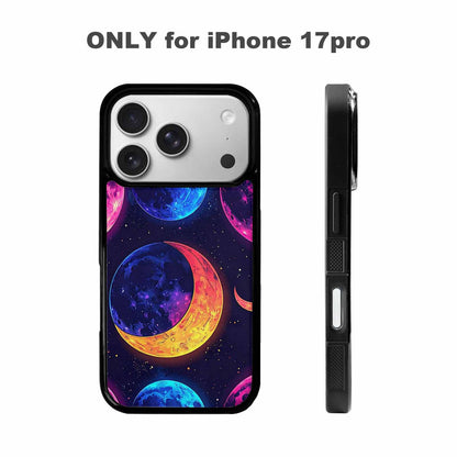 iPhone 17 Pro Case — Neon Winter Moon Seamless Cartoon Cute, Customized Protective Case