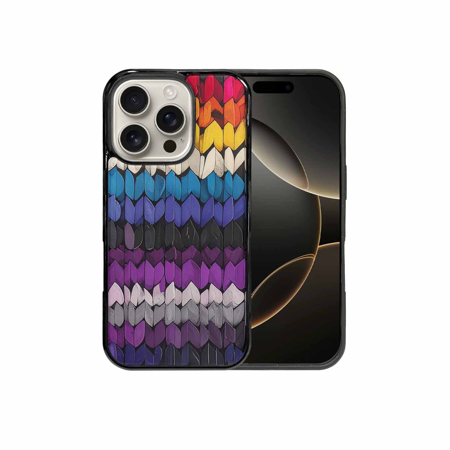 iPhone 16 Pro Case — Asexual Flag Color Theme Small Rainbow, Original Design Phone Case