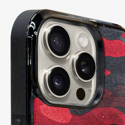 iPhone 16 Pro Case — Tactical Camo Red Black Custom, Custom Printed Phone Case