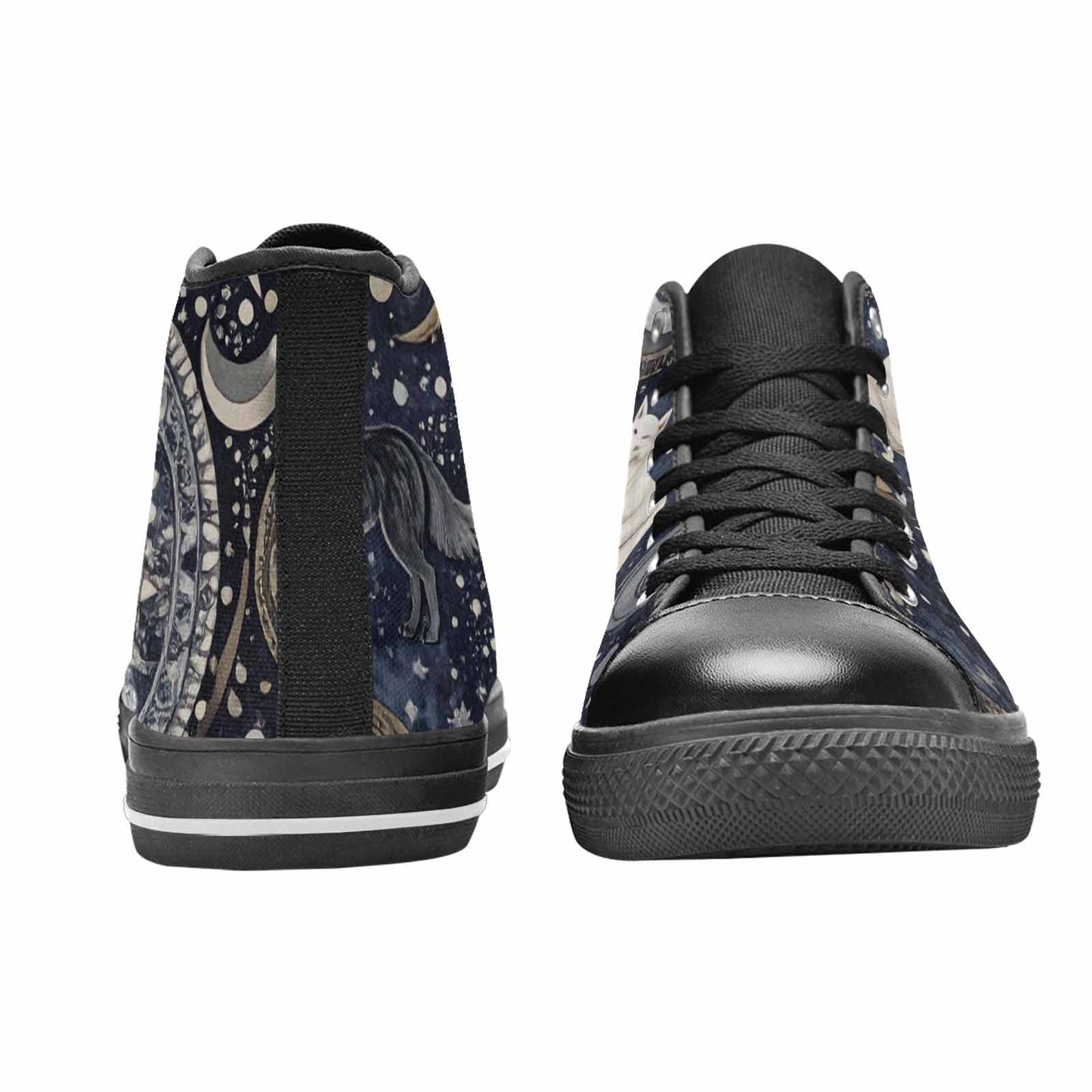 WOMEN'S Wolves Everywhere Collage High Top Canvas Dark Academia Sneakers