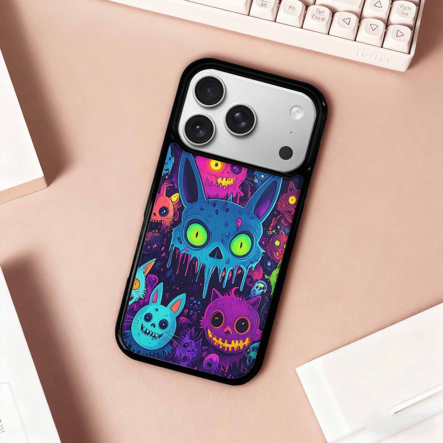 iPhone 17 Pro Case — Mixed Toxic Glow Creature Pattern Cartoon, Custom Art Phone Cover