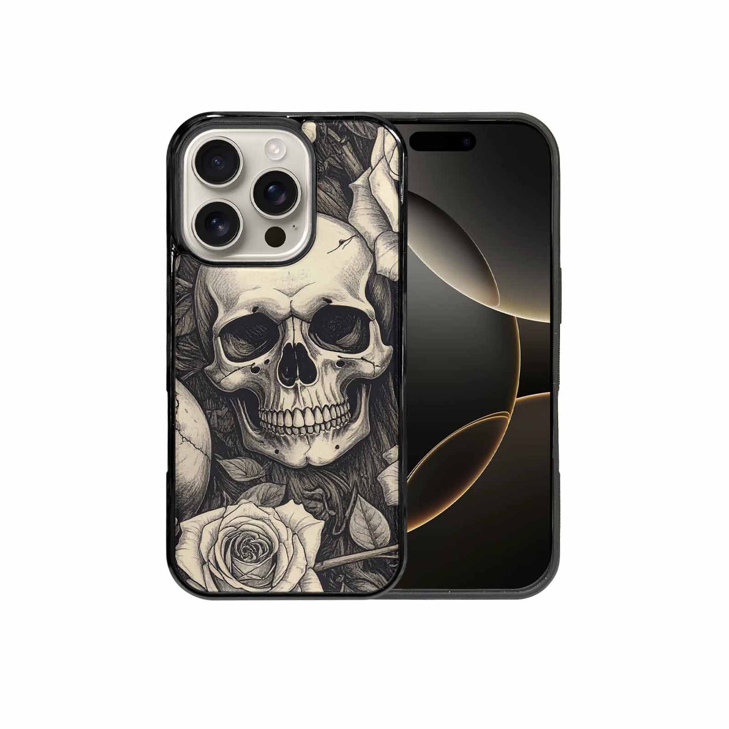 iPhone 16 Pro Case — 20 Skulls Overlapping Seamless Tileable Pattern, Custom Designed Case Cover