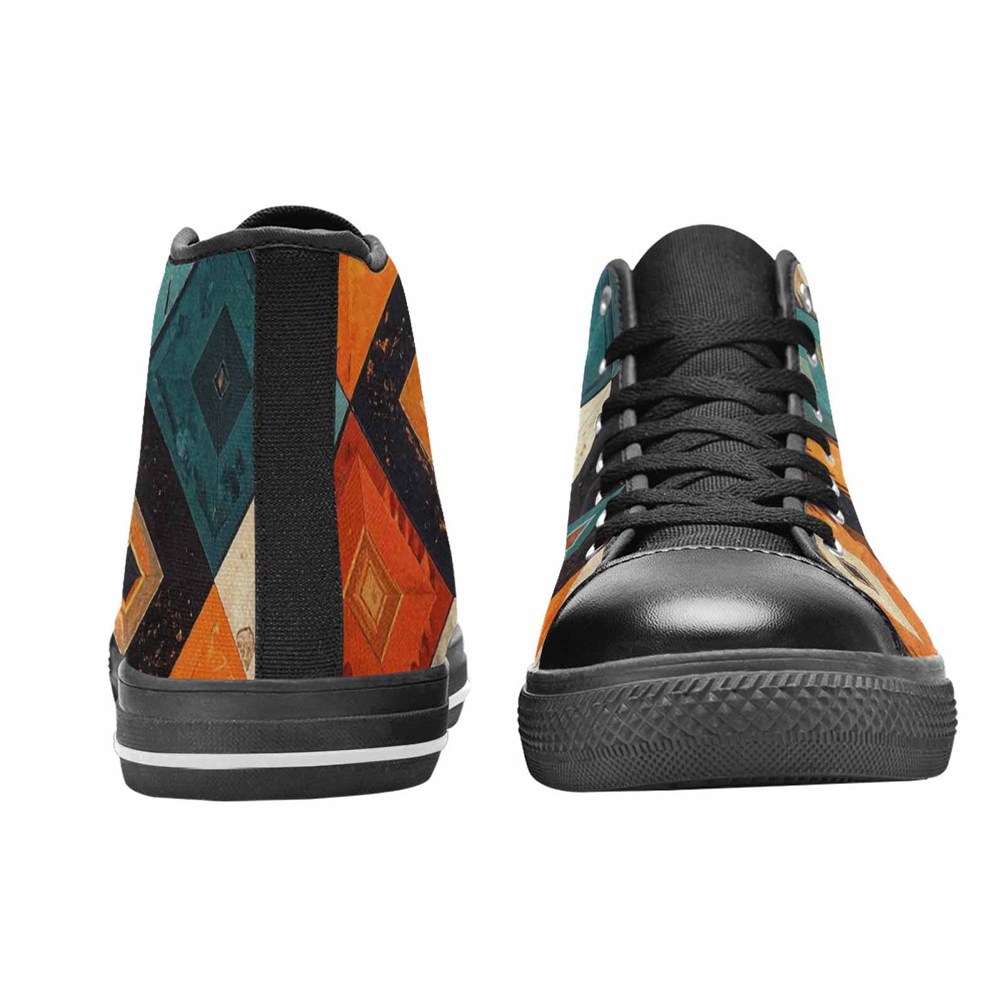 WOMEN'S Southwestern Geometric Diamond High Top Canvas Grunge Custom Sneakers