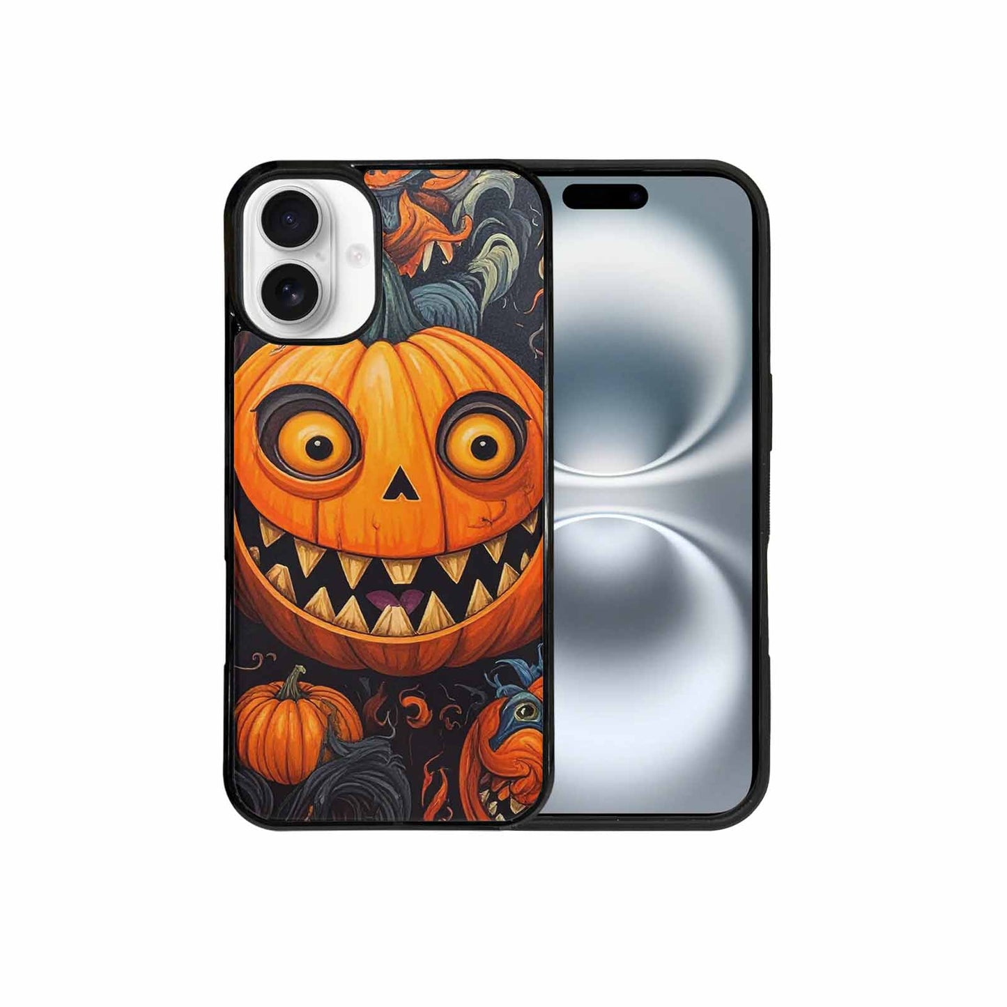 iPhone 16 Plus Case — Cartoon Pumpkin Monster, Custom Art Phone Cover