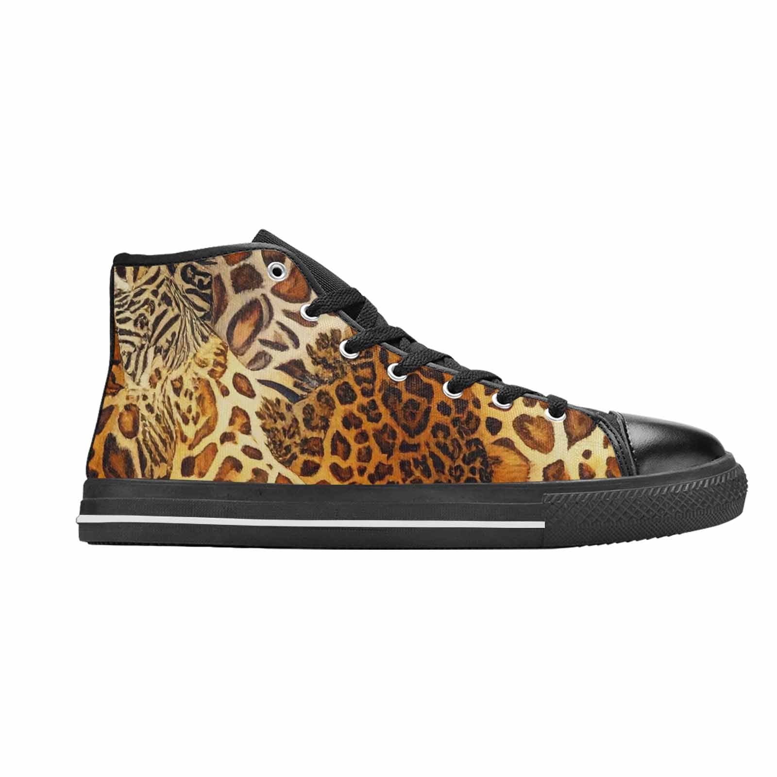 WOMEN'S Animal Print High Top Canvas Wallpaper Art Custom Shoes