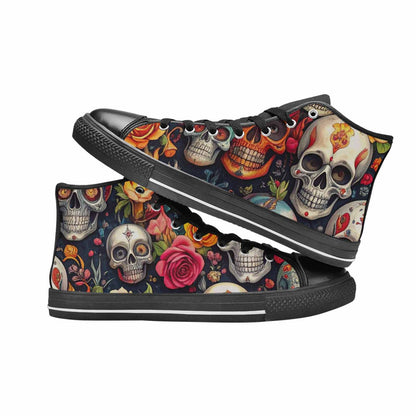 MEN'S Skull High Top Canvas Cottagecore Custom Sneakers