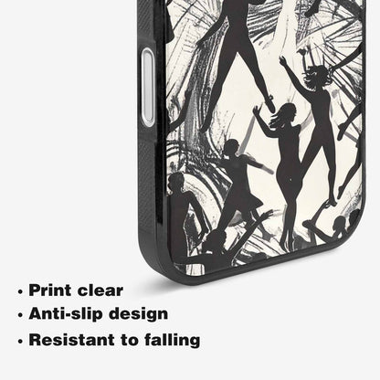 iPhone 16 Case — Bold Dancing Figure Line Art Pattern, Customized Protective Case