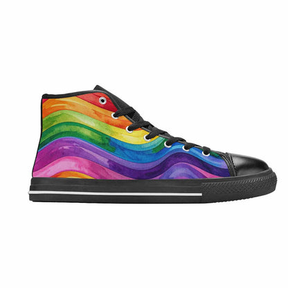 MEN'S Rainbow Pride Flag High Top Canvas Surreal Custom Shoes