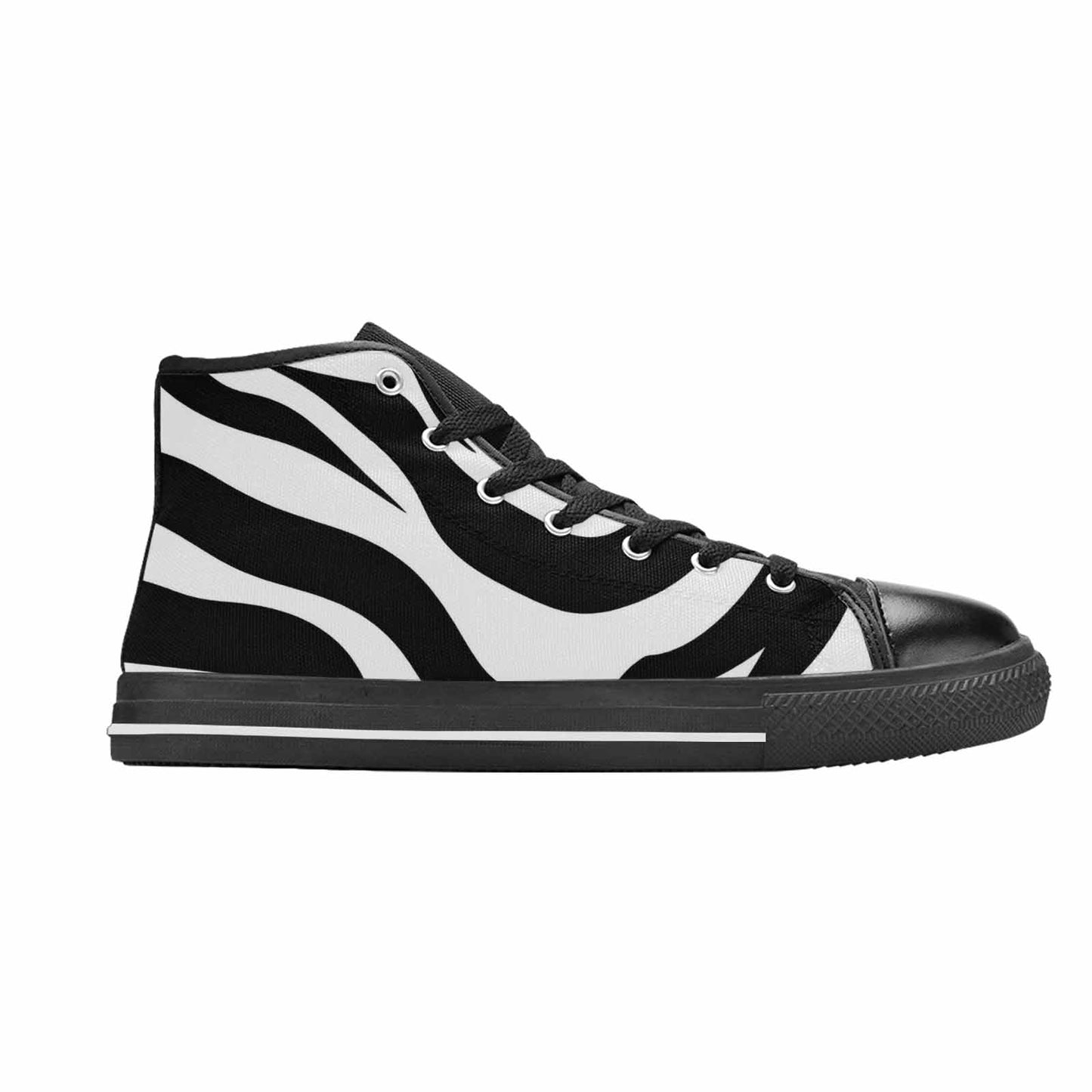 MEN'S Zebra Print Black White High Top Canvas Y2K Custom Shoes