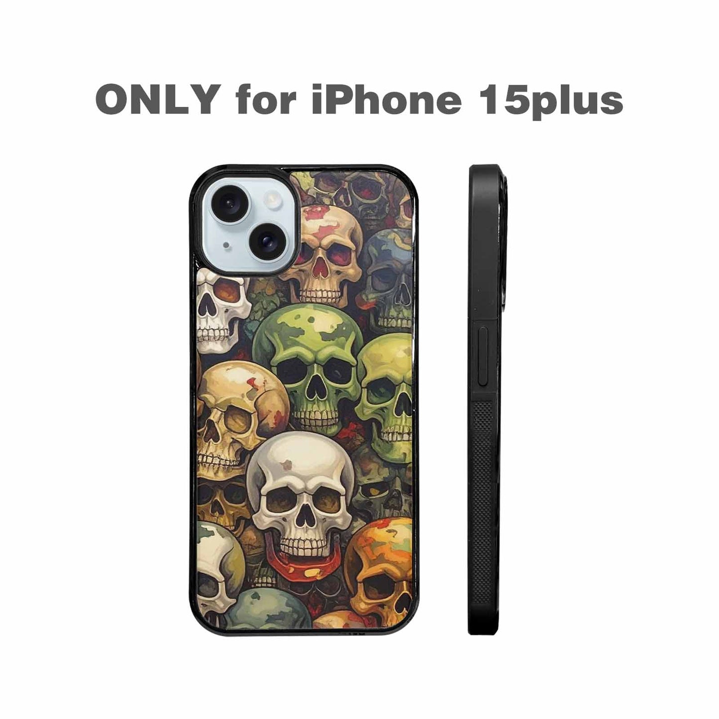 iPhone 15 Plus Case — Skulls Pattern Hundreds Of Sma, Custom Print Case Cover