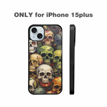 iPhone 15 Plus Case — Skulls Pattern Hundreds Of Sma, Custom Print Case Cover