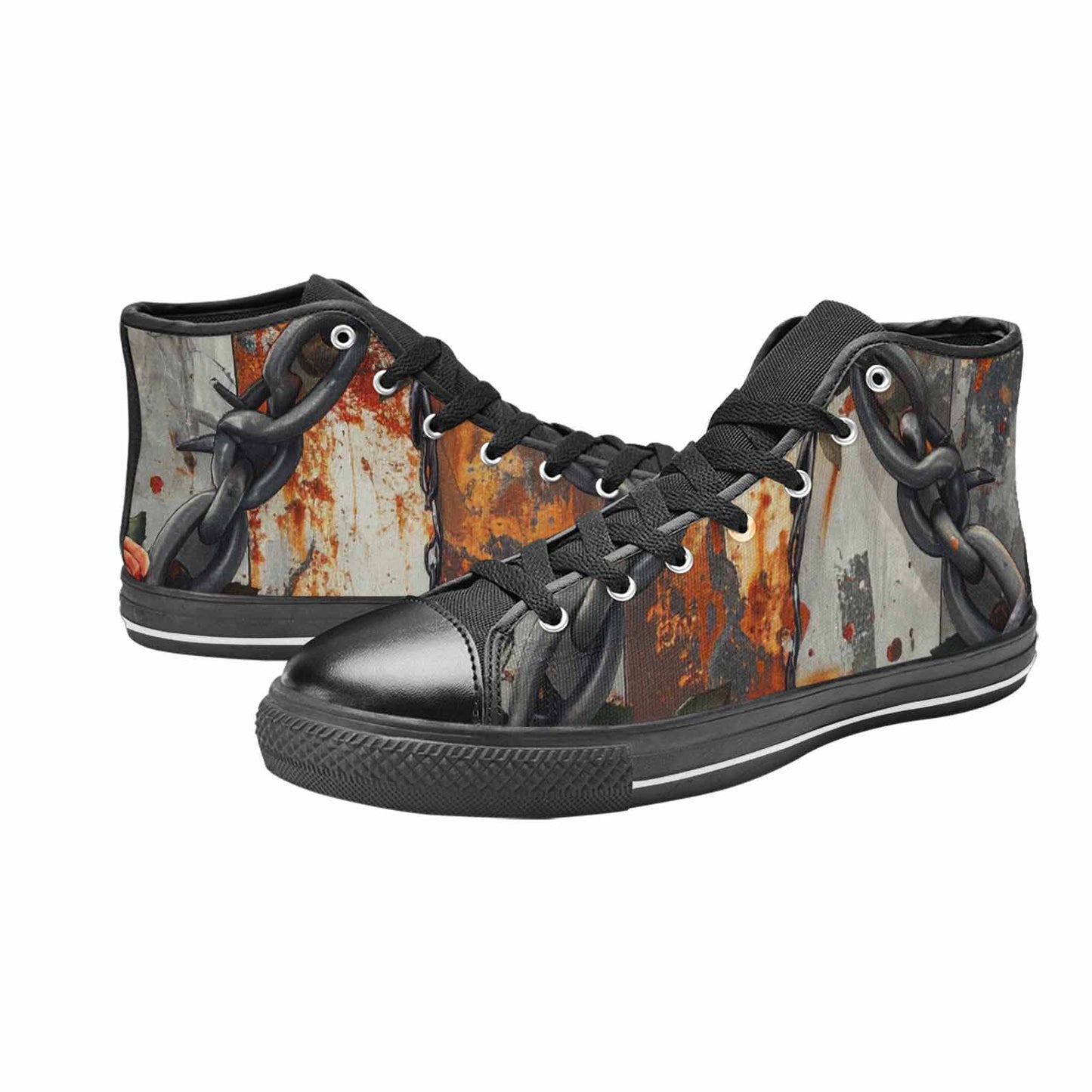 WOMEN'S Barbed Wire Chain High Top Canvas Neon Fantasy Shoes
