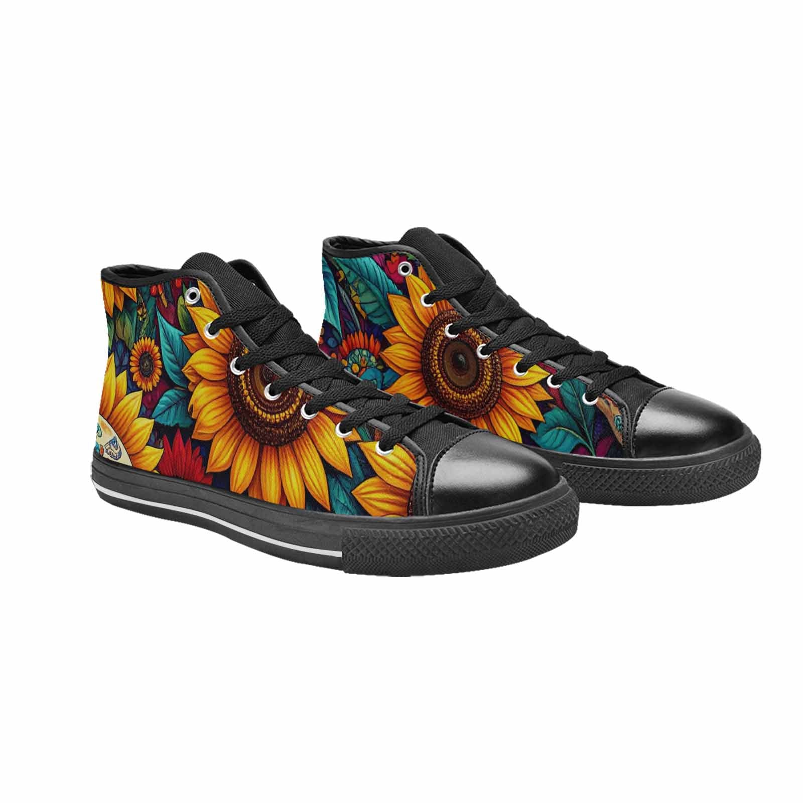 WOMEN'S Sunflower Skulls Print High Top Canvas Aesthetic Custom Sneakers