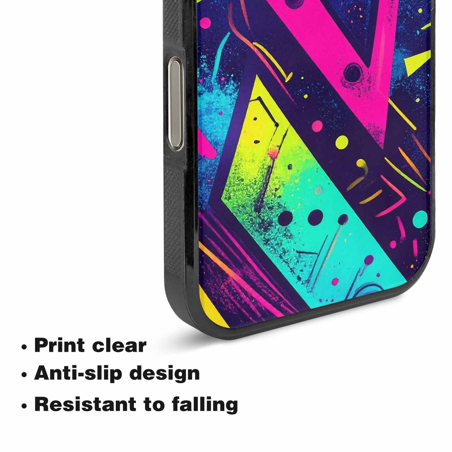 iPhone 16 Pro Case — Memphis Squiggles Triangles Dots, Personalized Phone Case