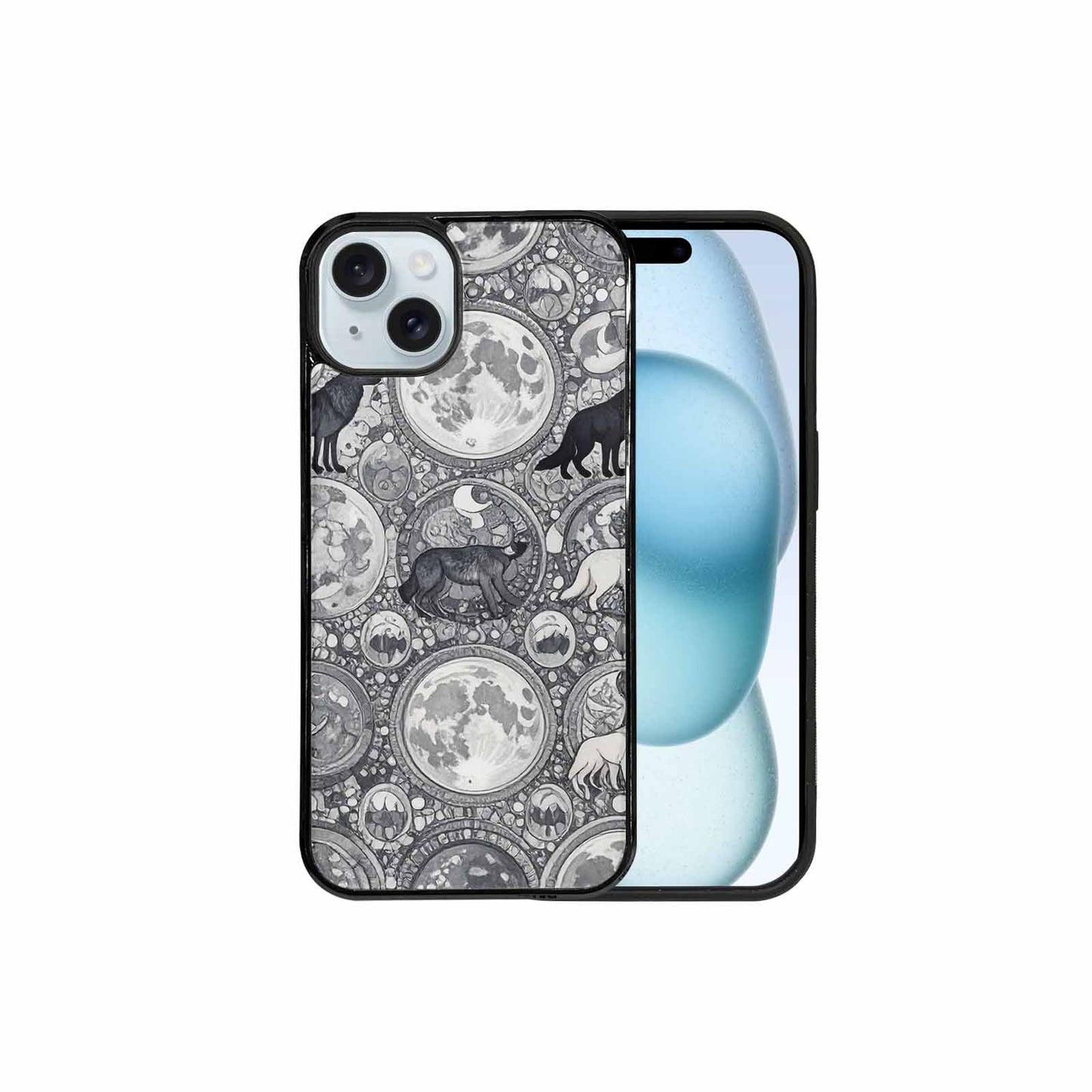 iPhone 15 Plus Case — Wolves Everywhere Collage Overlap Small Wolf, Custom Print Case Cover