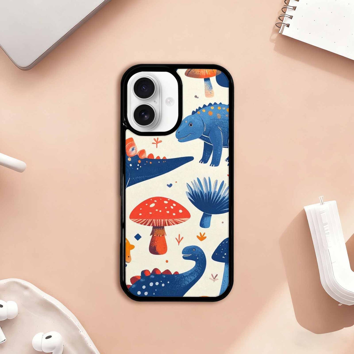 iPhone 17 Case — Vintage Dinosaurs Mushroom Retro Vintage, Custom Made Phone Cover