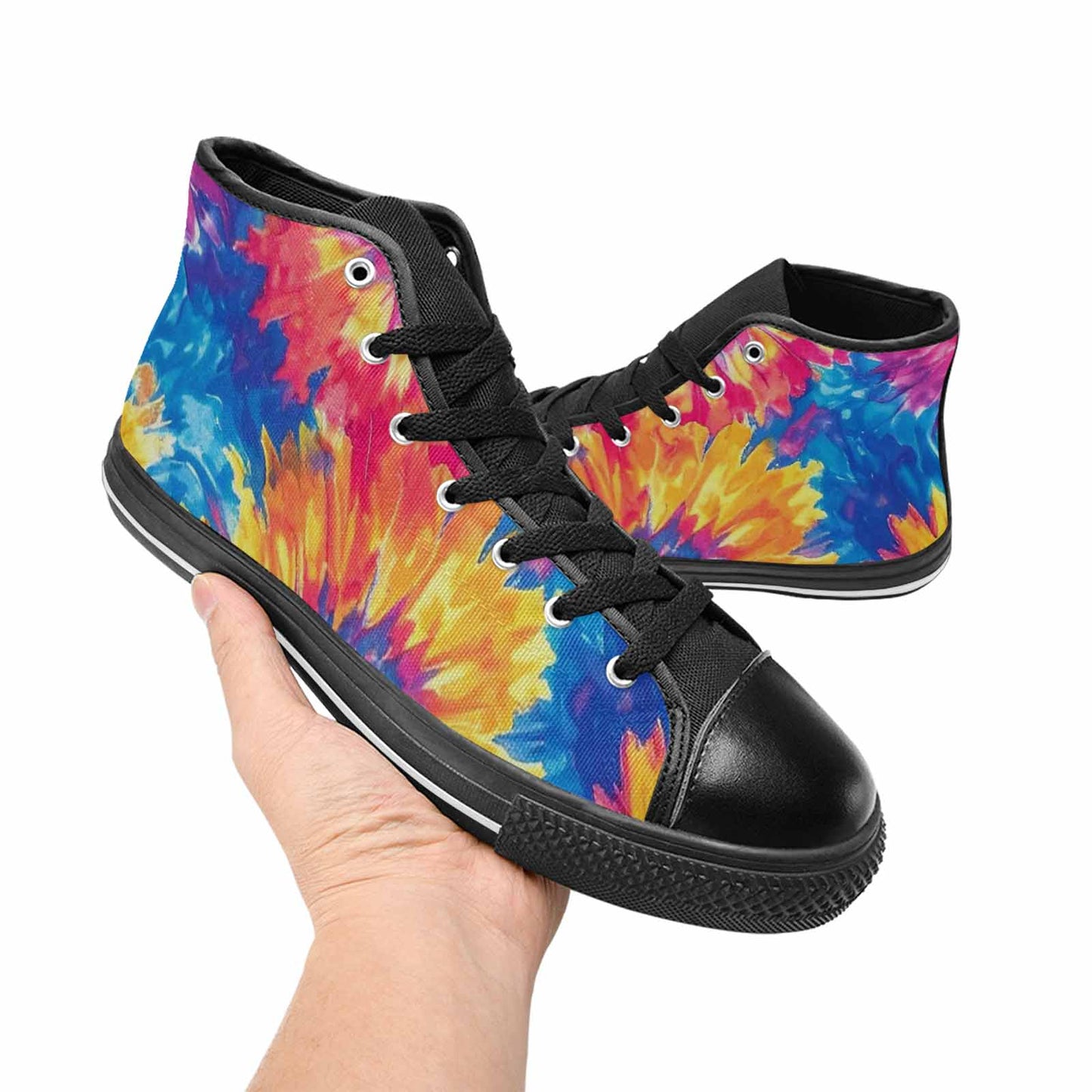 MEN'S Tie Dye Swirl High Top Canvas Aesthetic Custom Sneakers