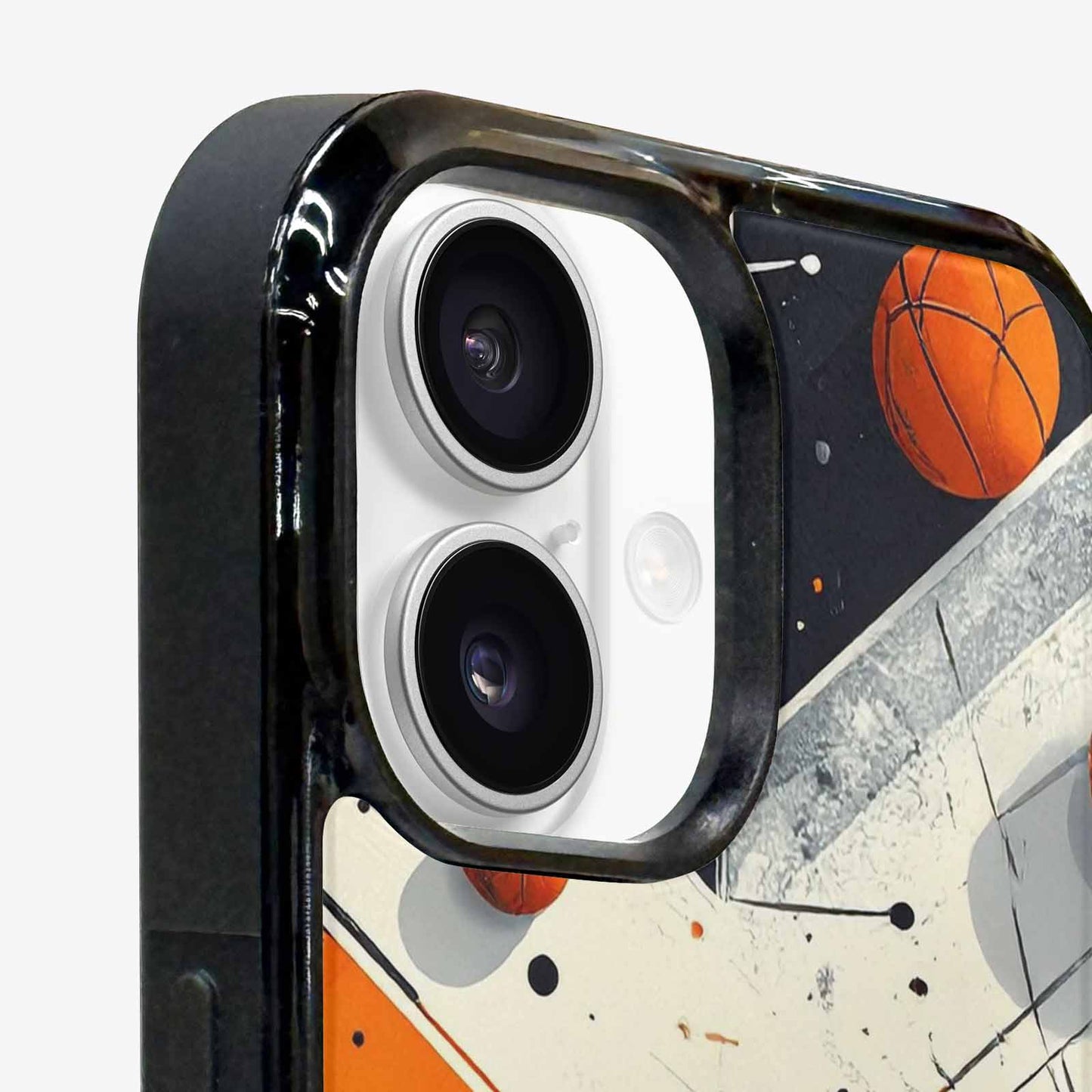 iPhone 16 Case — Basketball Pattern Court Lines And Balls, Custom Printed Phone Case