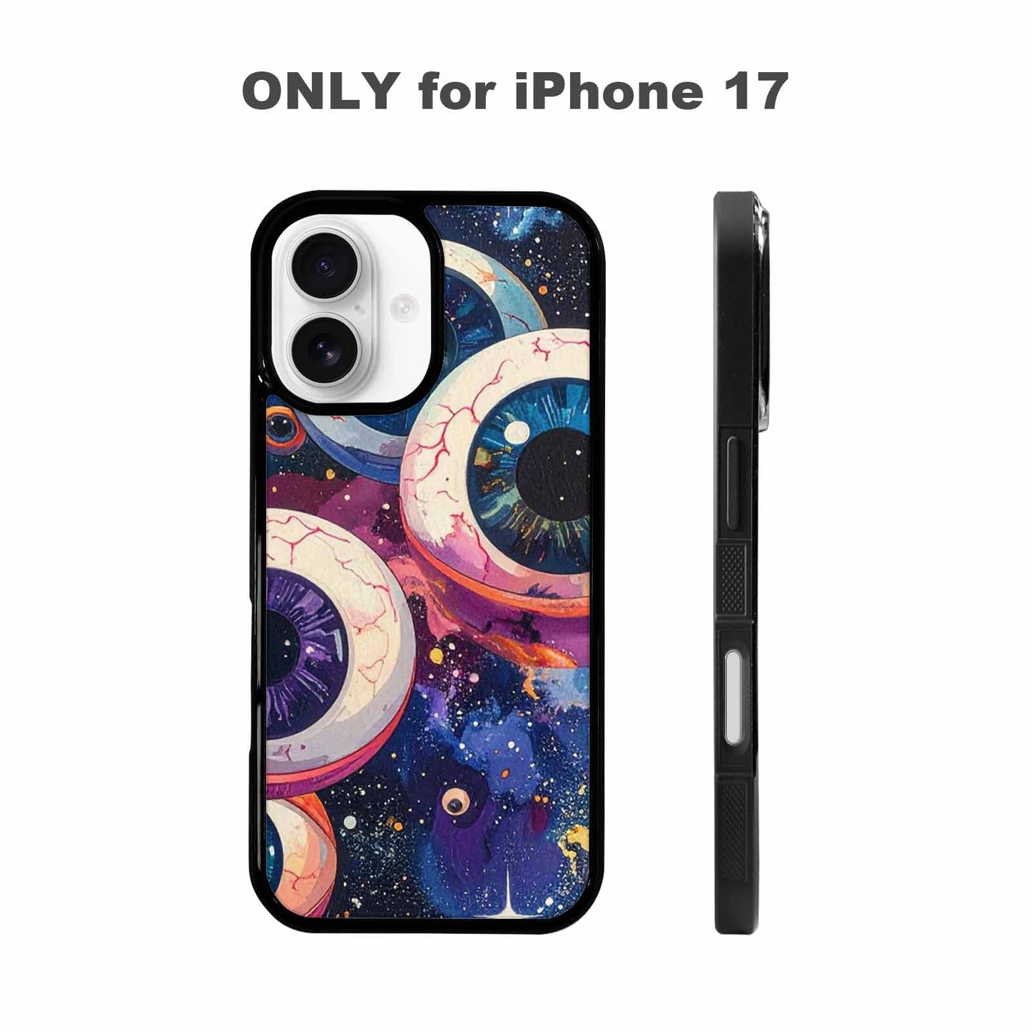 iPhone 17 Case — Cartoon Eyeballs Galaxy Space, Custom Designed Case Cover