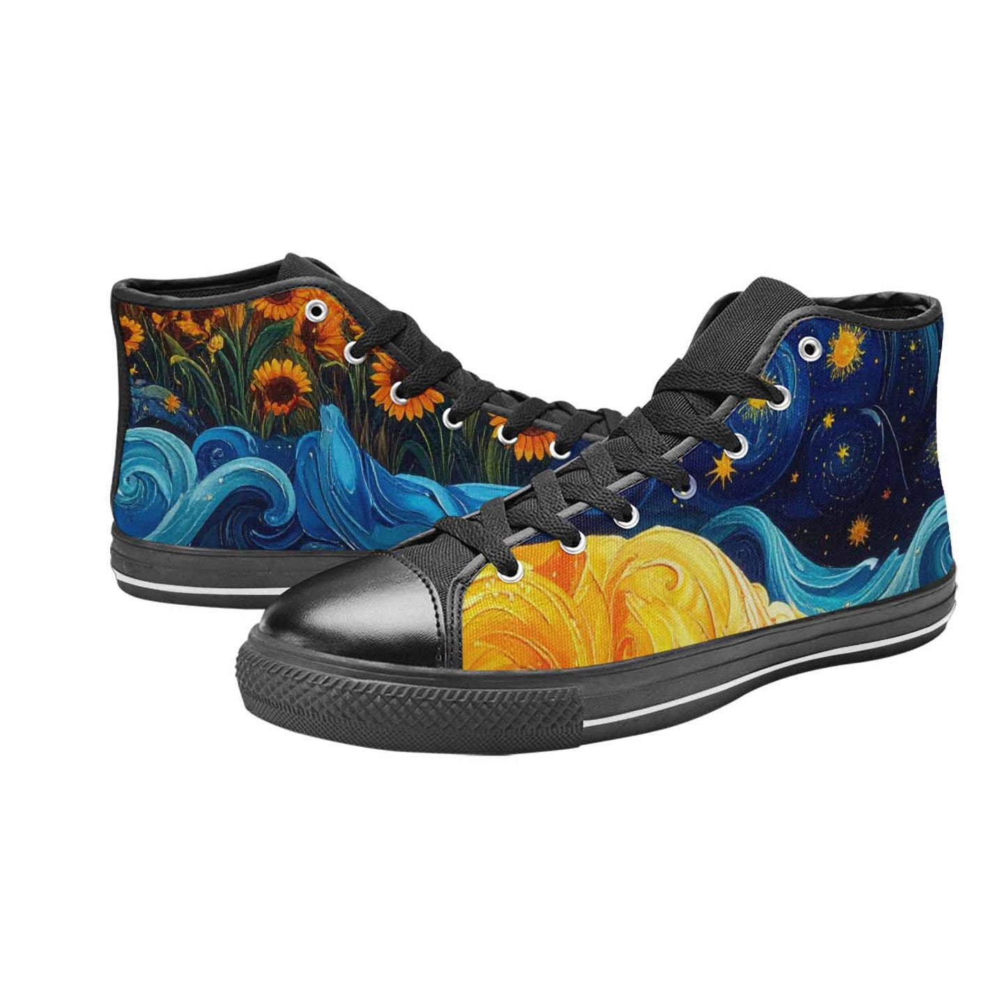 MEN'S Van Gogh-Style Swirl High Top Canvas Y2K Custom Sneakers