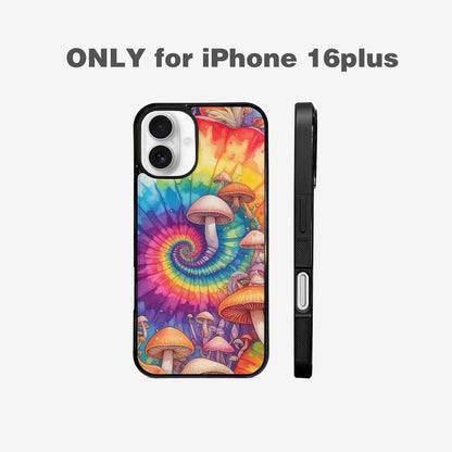 iPhone 16 Plus Case — Mushrooms Tie Dyemushrooms Pat 3w3, Custom Art Phone Cover