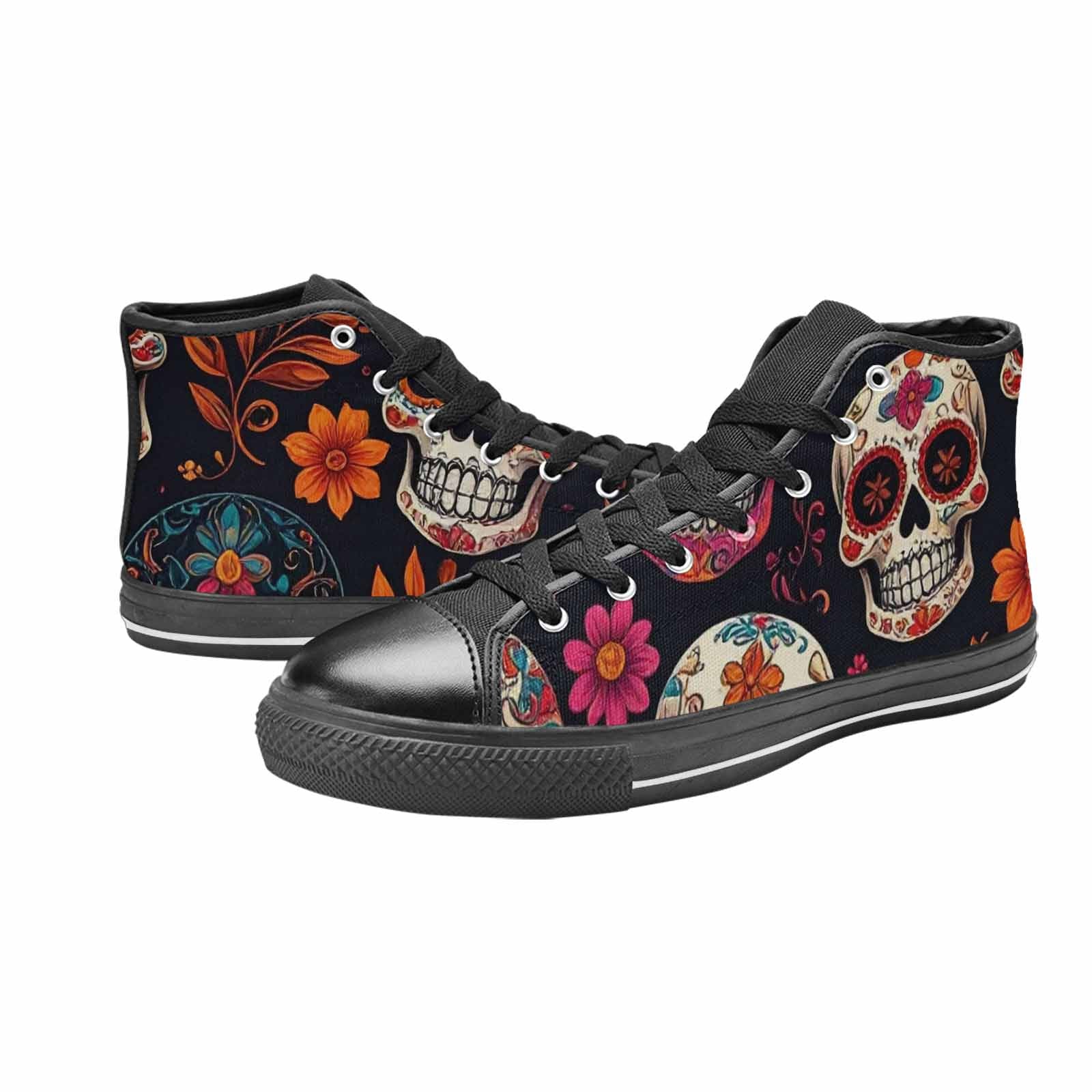 MEN'S Dia De Los Muertos Sugar Skull High Top Canvas Y2K Sneakers