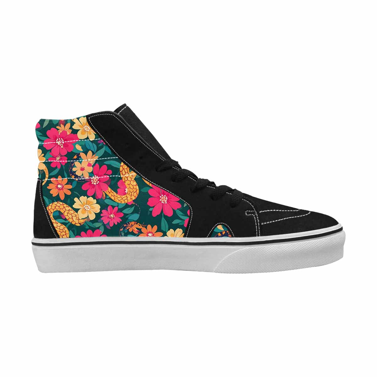 WOMEN'S Floral Snake Print High Top Canvas Dreamcore Custom Sneakers