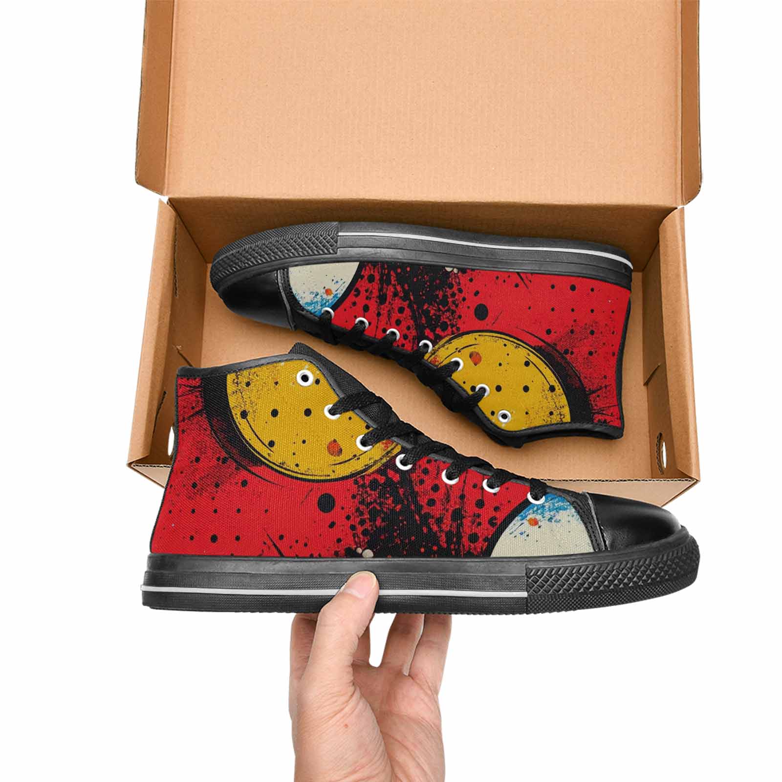 WOMEN'S Comic Book Halftone High Top Canvas Surreal Sneakers