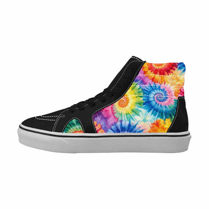 WOMEN'S Tie Dye Swirl High Top Canvas Vibrant Chaos Custom Sneakers