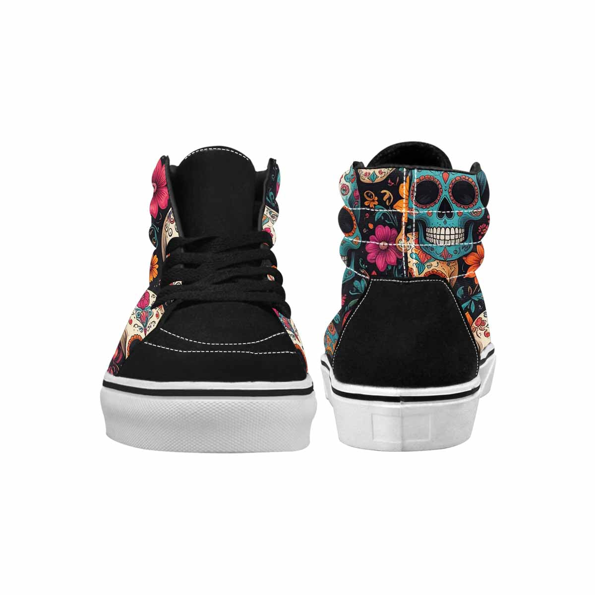 WOMEN'S Dia De Los Muertos Sugar Skull High Top Canvas Vivid Custom Shoes