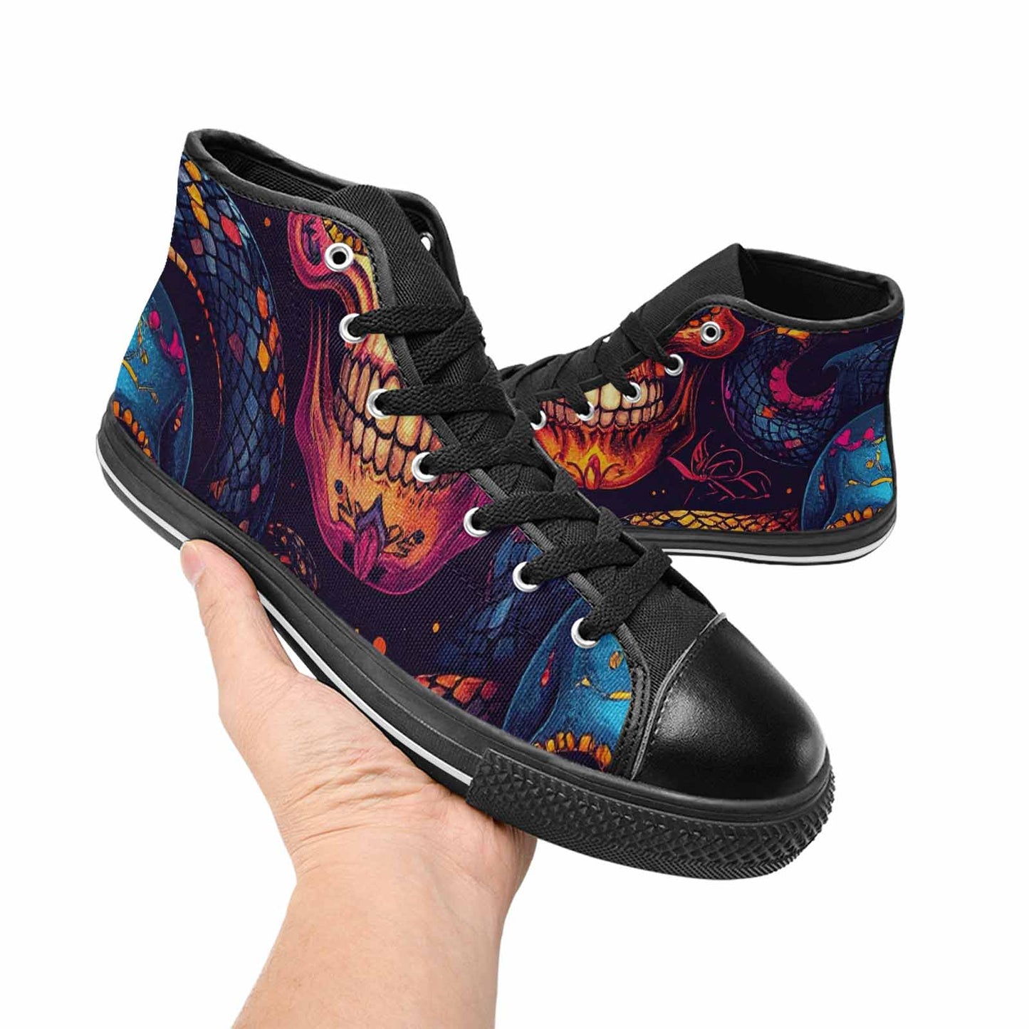 MEN'S Snake Skulls Print High Top Canvas Vivid Sneakers