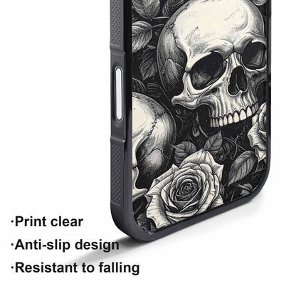 iPhone 17 Air Case — Skulls Roses Black Ink Gothic Skulls, Unique Phone Case Design