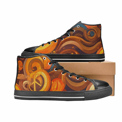WOMEN'S Groovy 70S Peace High Top Canvas Cottagecore Custom Sneakers