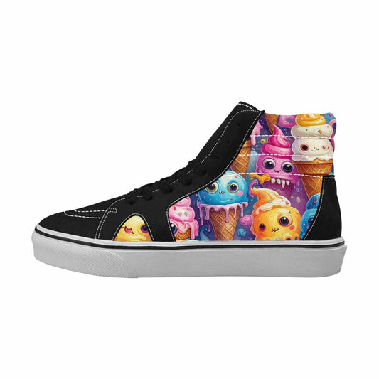 WOMEN'S Melting Icecream Cone Monster High Top Canvas Vibrant Chaos Sneakers