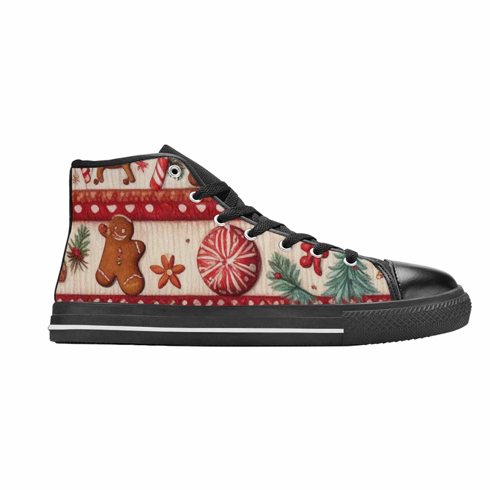 WOMEN'S Christmas Holly Snowflake High Top Canvas Vivid Custom Shoes