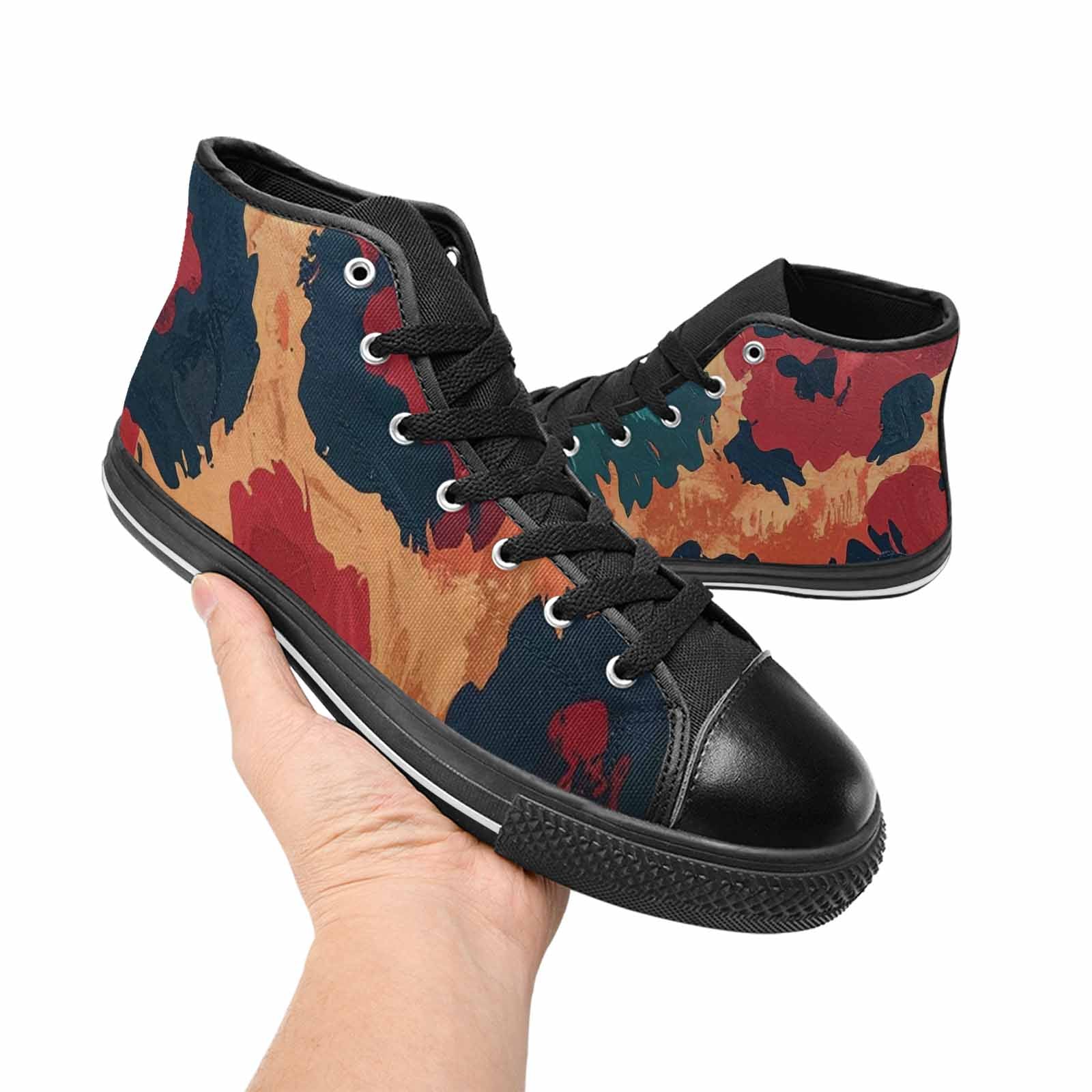 WOMEN'S Leopard Wallpaper Print High Top Canvas Aesthetic Custom Sneakers