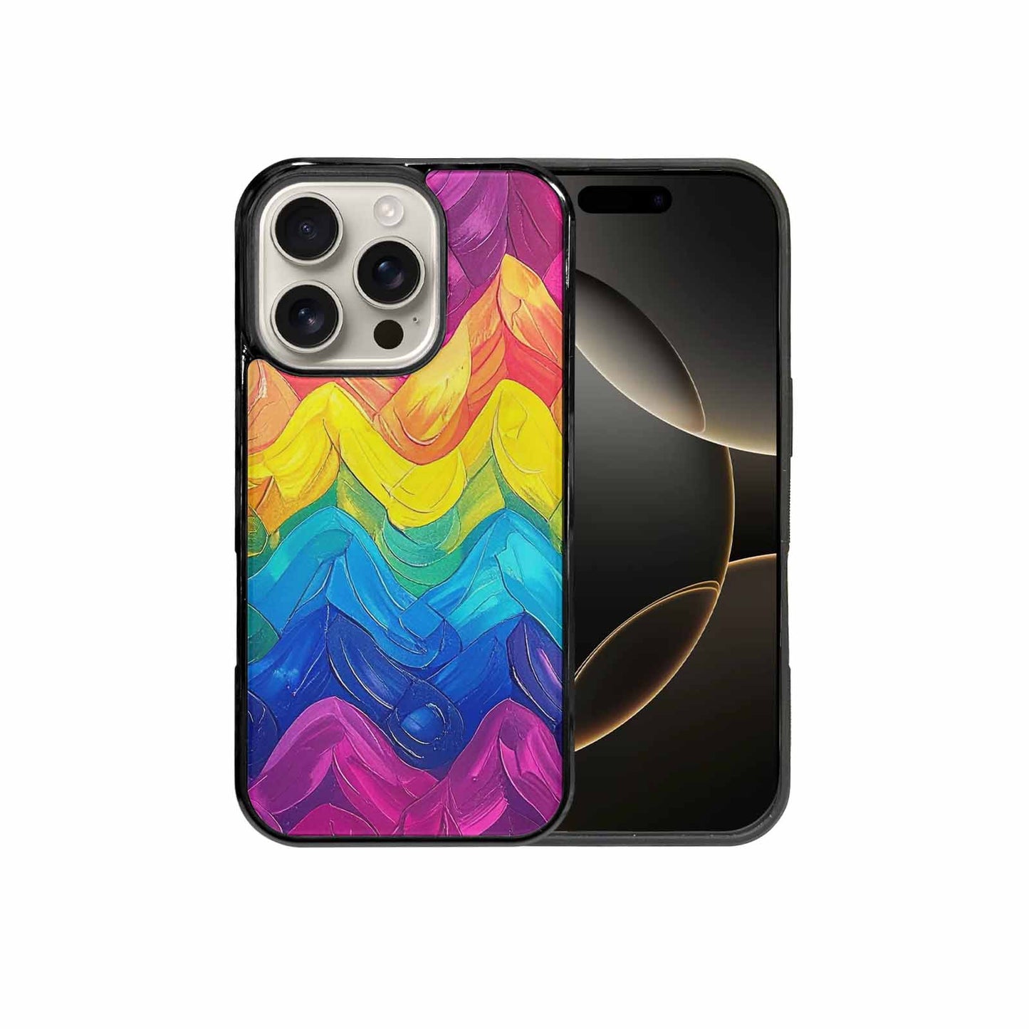iPhone 16 Pro Case — Pansexual Flag Color Theme Small Rainbow, Custom Print Case Cover