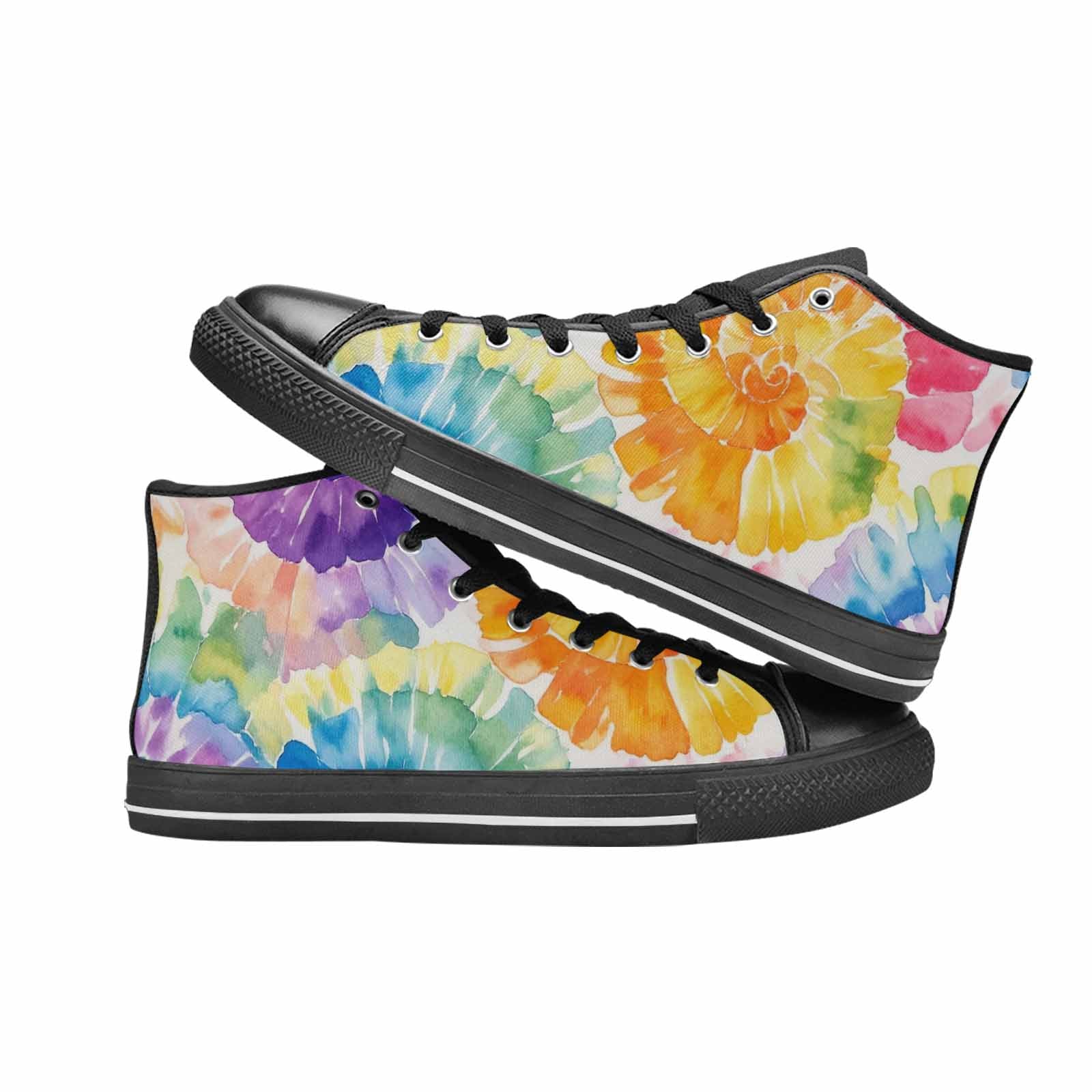 MEN'S Tie Dye Swirl High Top Canvas Wallpaper Art Custom Shoes