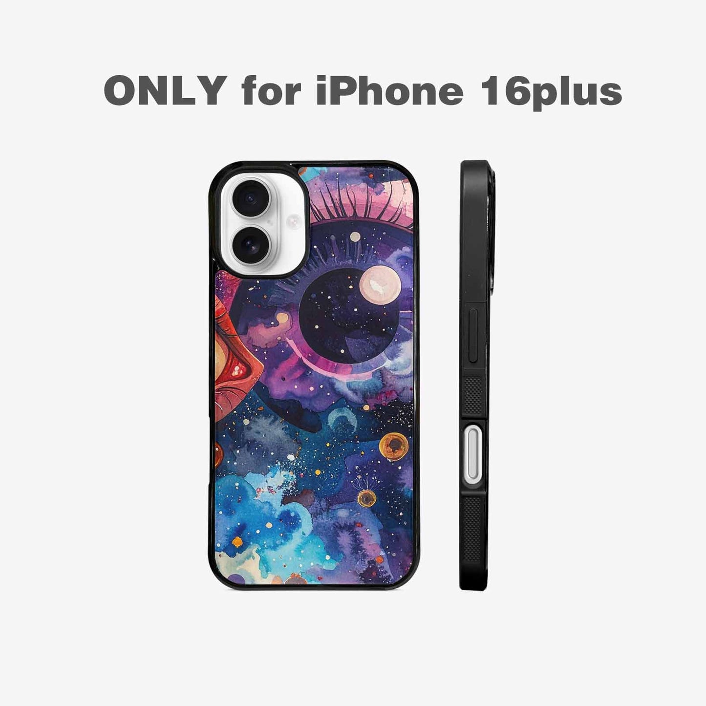 iPhone 16 Plus Case — Cartoon Eyeballs Galaxy, Original Design Phone Case