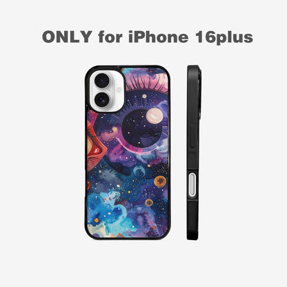 iPhone 16 Plus Case — Cartoon Eyeballs Galaxy, Original Design Phone Case