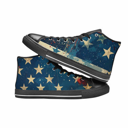 MEN'S American Flag Stars High Top Canvas Wallpaper Art Sneakers