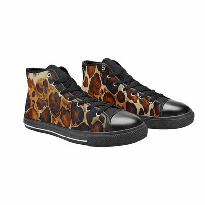 WOMEN'S Cow Animal Print High Top Canvas Vivid Custom Sneakers