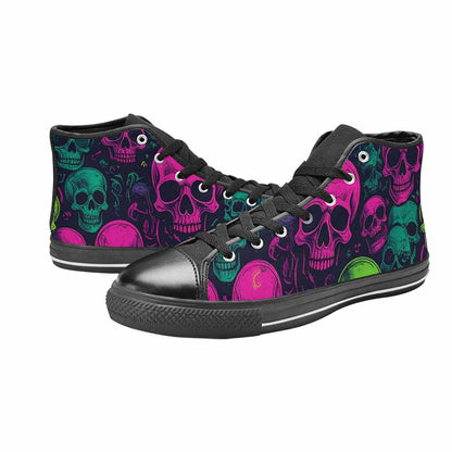 WOMEN'S Skulls - Neon High Top Canvas Dreamcore Custom Shoes