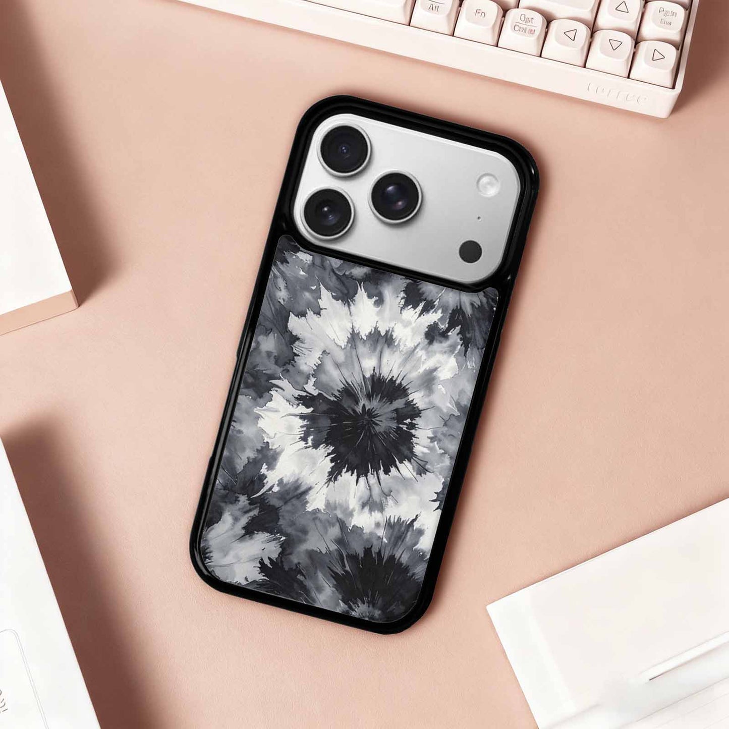 iPhone 17 Pro Case — Tie Dye Black And Gray Tie, Custom Made Phone Cover