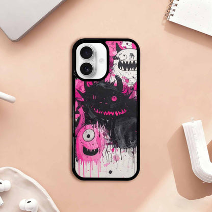 iPhone 17 Case — Black &amp; Pink Ink Cartoon Cute, Custom Phone Case