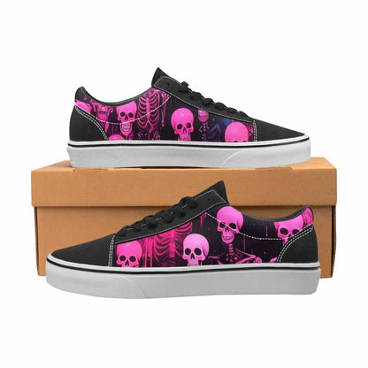 WOMEN'S Skeletons  Neon Pink Lace-Up Canvas Vibrant Chaos Custom Sneakers